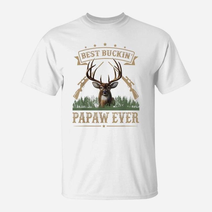 Mens Fathers Day Best Buckin' Papaw Ever Deer Hunting Bucking T-Shirt