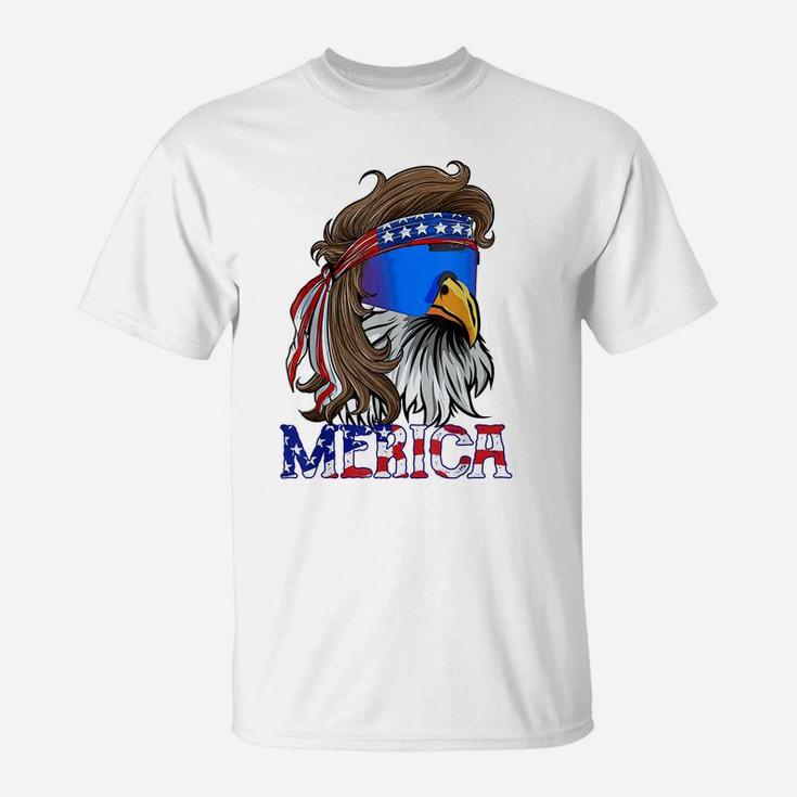 Mens Merica Eagle Mullet Shirt American Flag Usa Men 4Th Of July T-Shirt