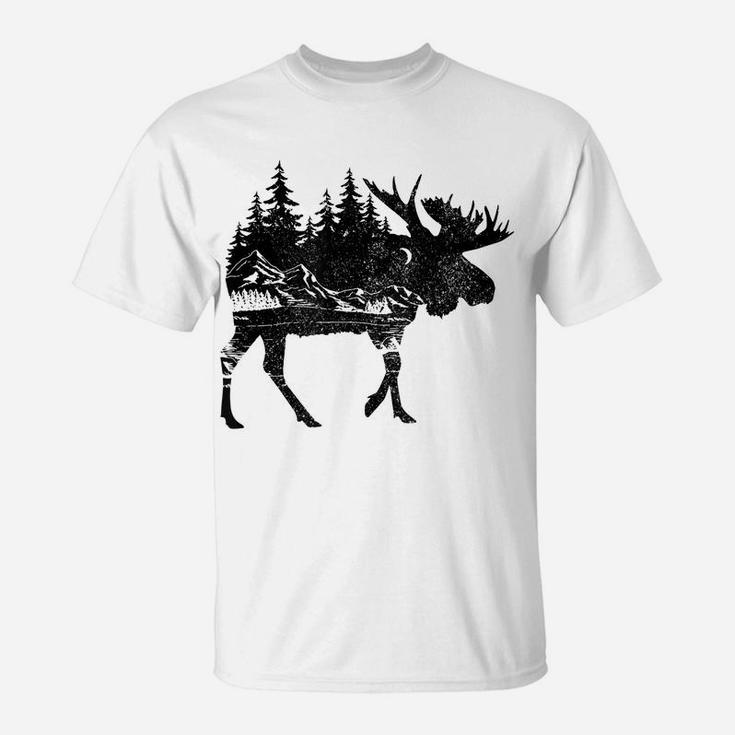 Moose Nature Alaska Hiking Fishing Camping Hunting Gift T-Shirt