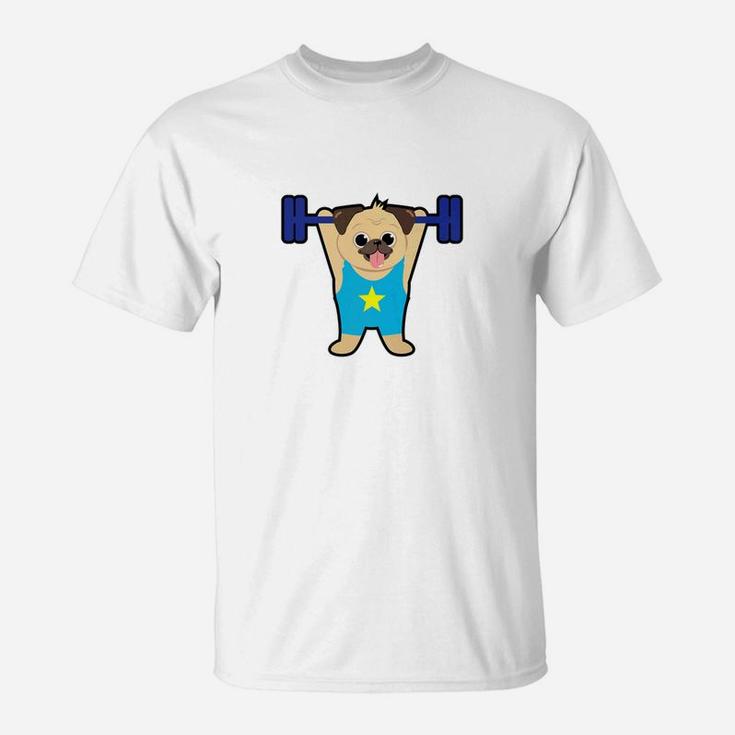 Pug Weight Lifting Funny Dog Lover Workout Fitness Gym Shirt T-Shirt