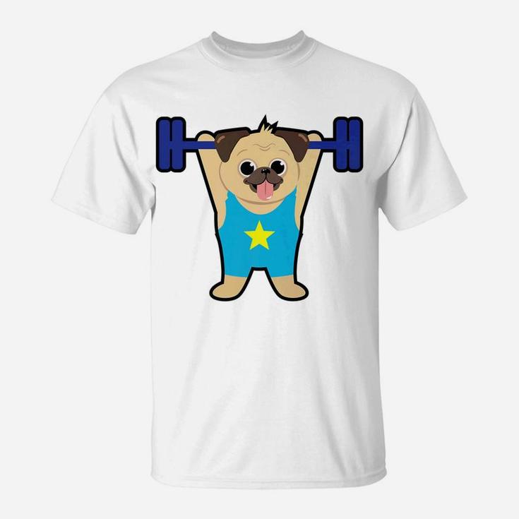 Pug Weight Lifting Funny Dog Lover Workout Fitness Gym T-Shirt