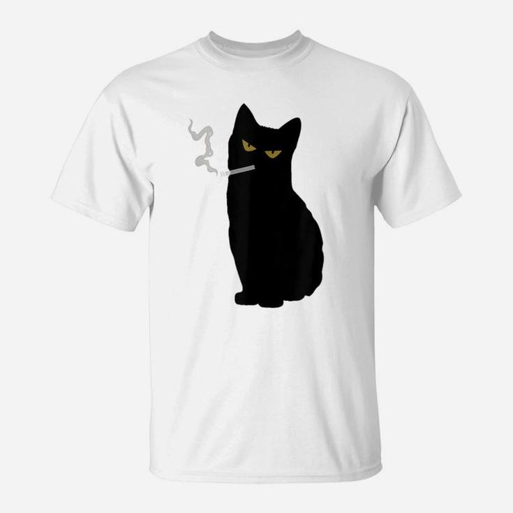 Rebel Smoking Bad Black Cat Funny Black Cat Gift T-Shirt