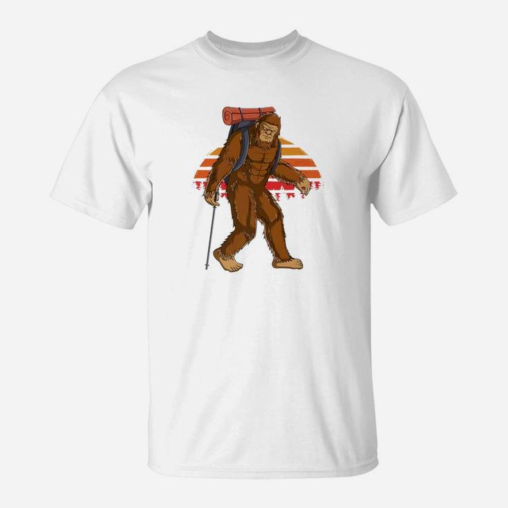 Retro Bigfoot Hiking Men Funny Hiker Gift T-Shirt