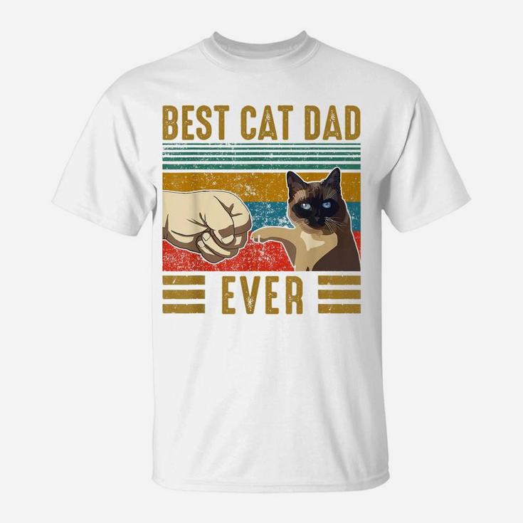Retro Vintage Best Cat Dad Ever Fathers Day Siamese Cat Gift T-Shirt