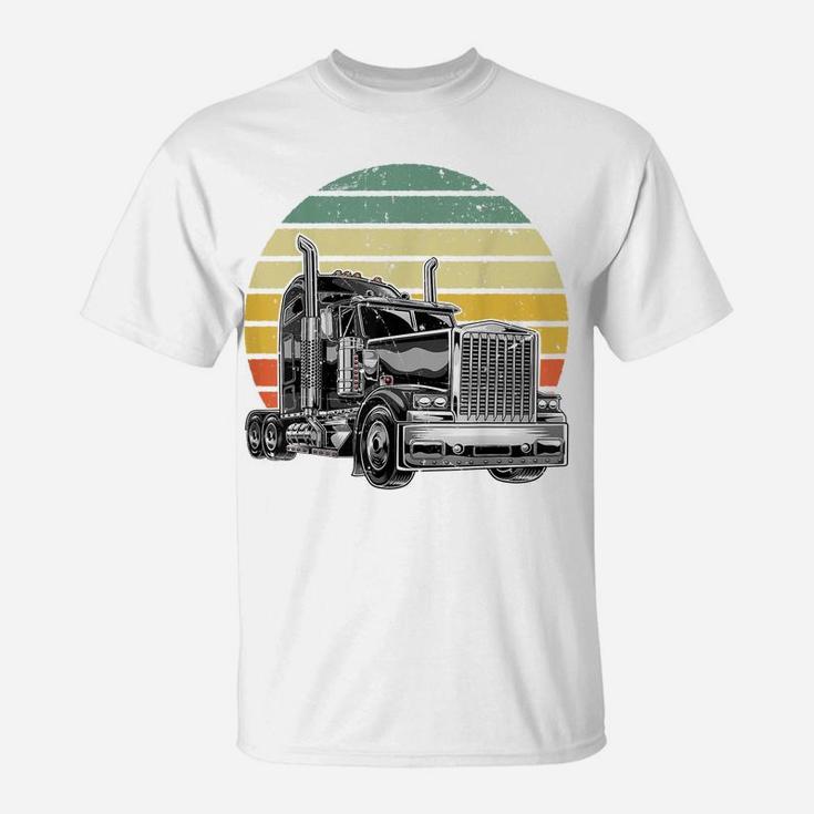 Retro Vintage Trucker Big Rig Semi-Trailer Truck Driver Gift T-Shirt