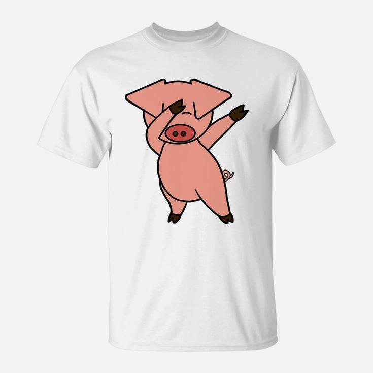 Southerndesigntees Funny Dab Dancing Pink Pig T-Shirt