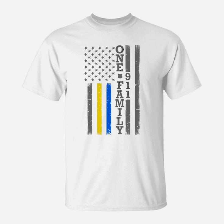 Thin Blue Gold Line Flag - One Family - Police Dispatcher Sweatshirt T-Shirt