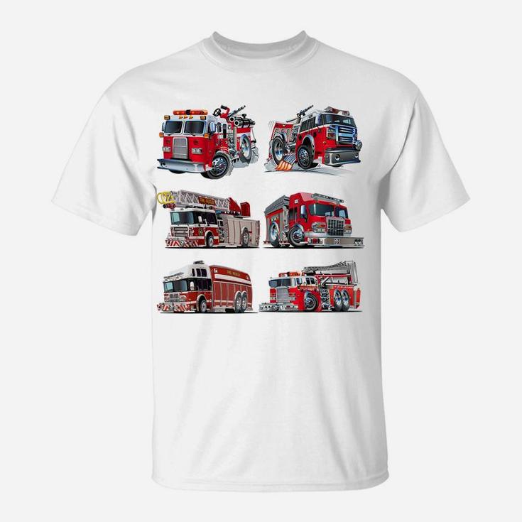 Types Of Fire Truck Boy Toddler Kids Firefighter Xmas Gifts T-Shirt