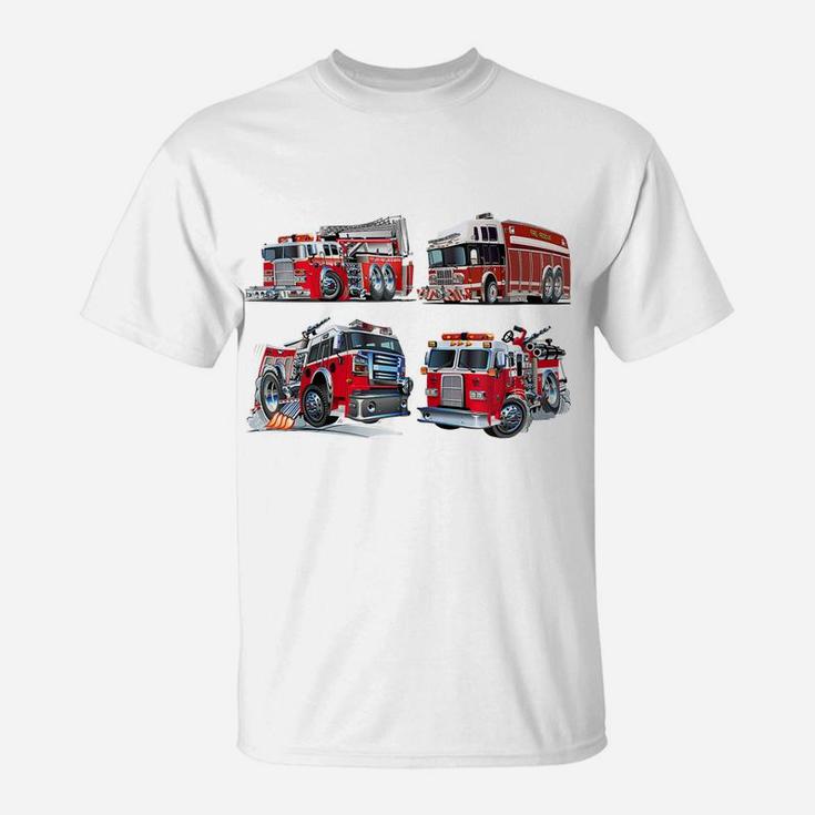 Types Of Fire Truck Boy Toddler Kids Firefighter Xmas Gifts Zip Hoodie T-Shirt