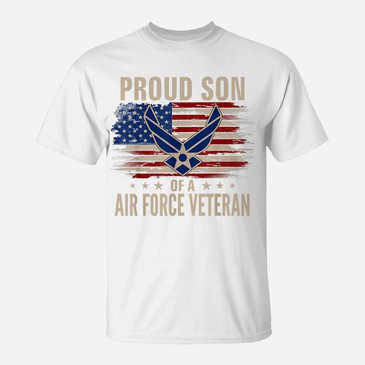Vintage Proud Son Of A Air Force Veteran American Flag T-Shirt