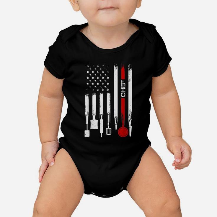 American Flag With Chef Tshirt For Women Men Father Baby Onesie