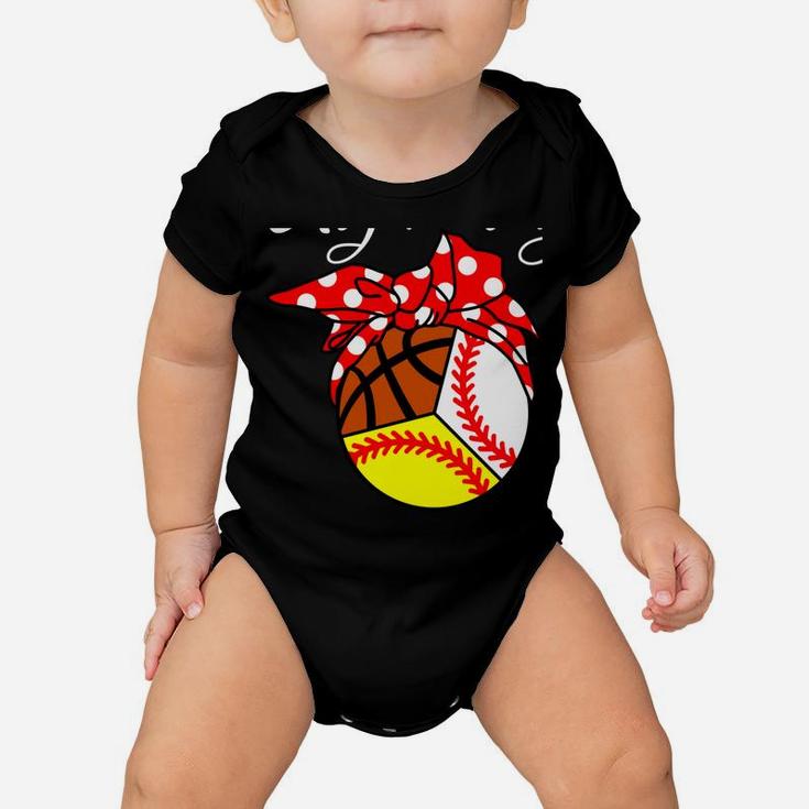 Busy Raising Ballers Funny Baseball Softball Basketball Mom Baby Onesie