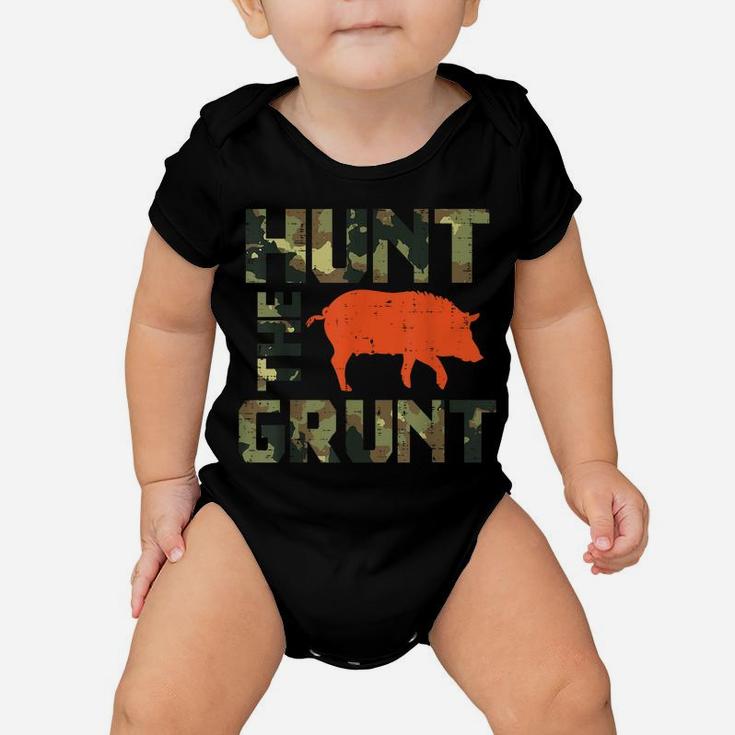 Camo Hunt The Grunt Hog Vintage Wild Boar Hunting Hunt Dad Baby Onesie