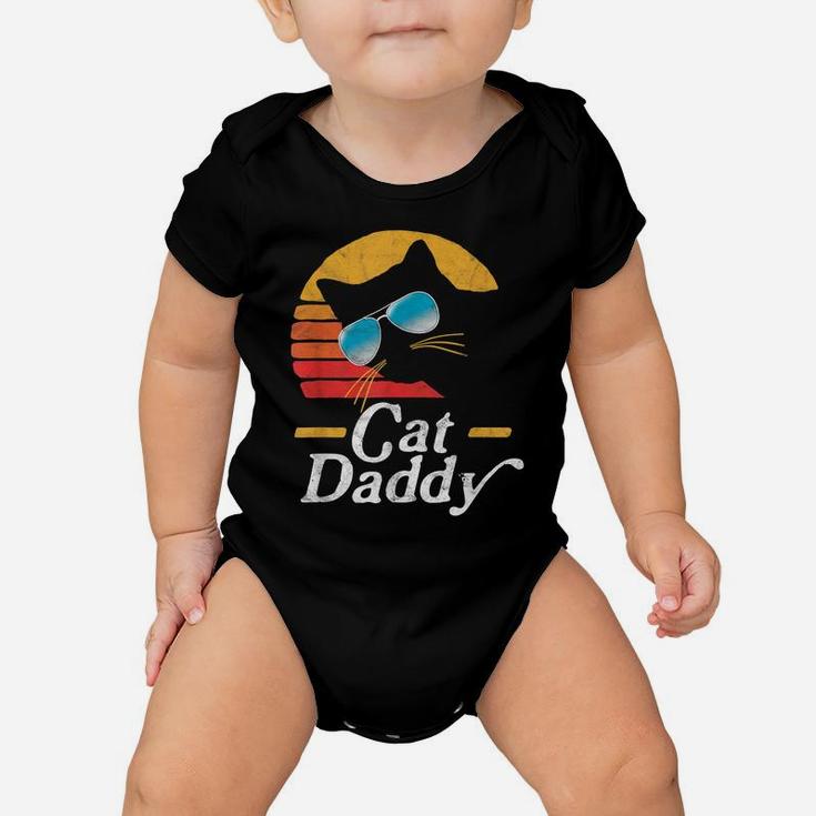 Cat Daddy Vintage 80S Style Cat Retro Sunglasses Distressed Baby Onesie