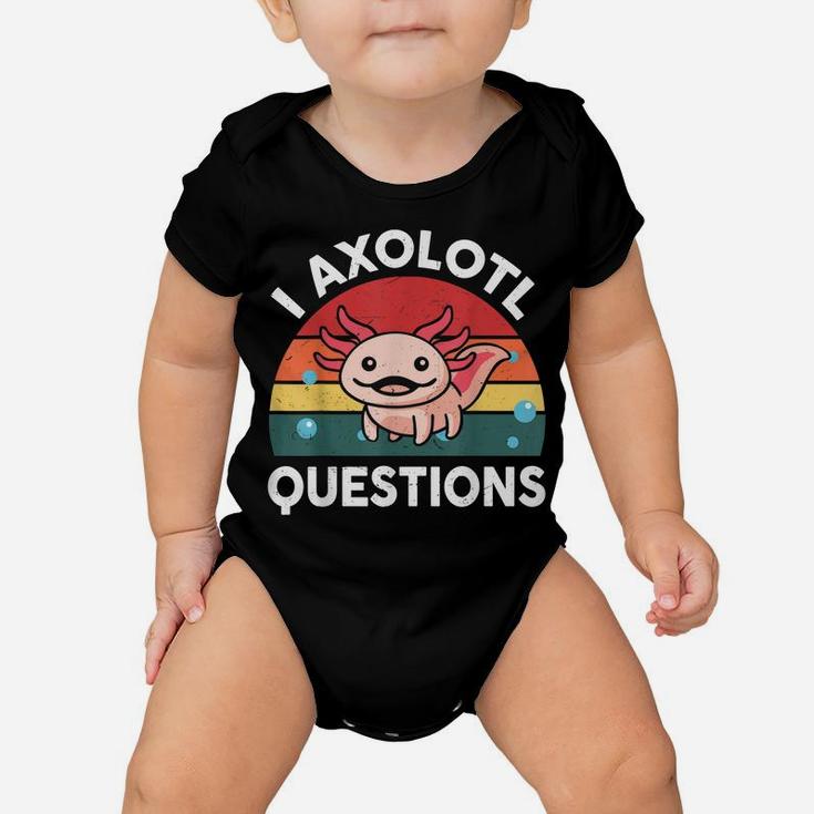 Funny Retro I Axolotl Questions Pink Salamander Kids Mom Dad Baby Onesie