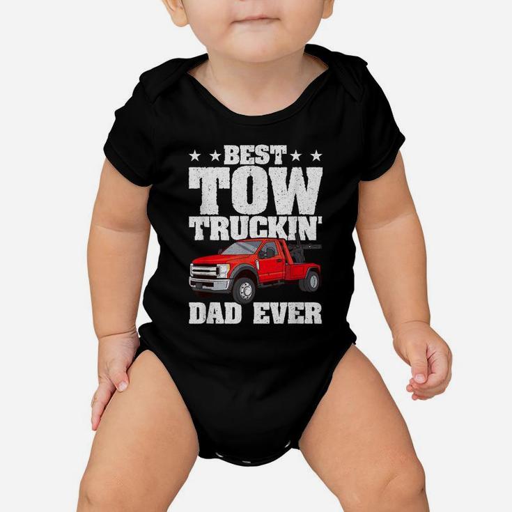 Mens Best Tow Truckin Dad Ever Tow Truck Driver Gift Distressed Baby Onesie