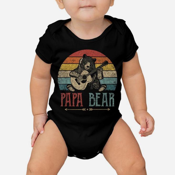 Mens Cute Papa Bear Shirt Vintage Father's Day Retro Dad Guitar Baby Onesie