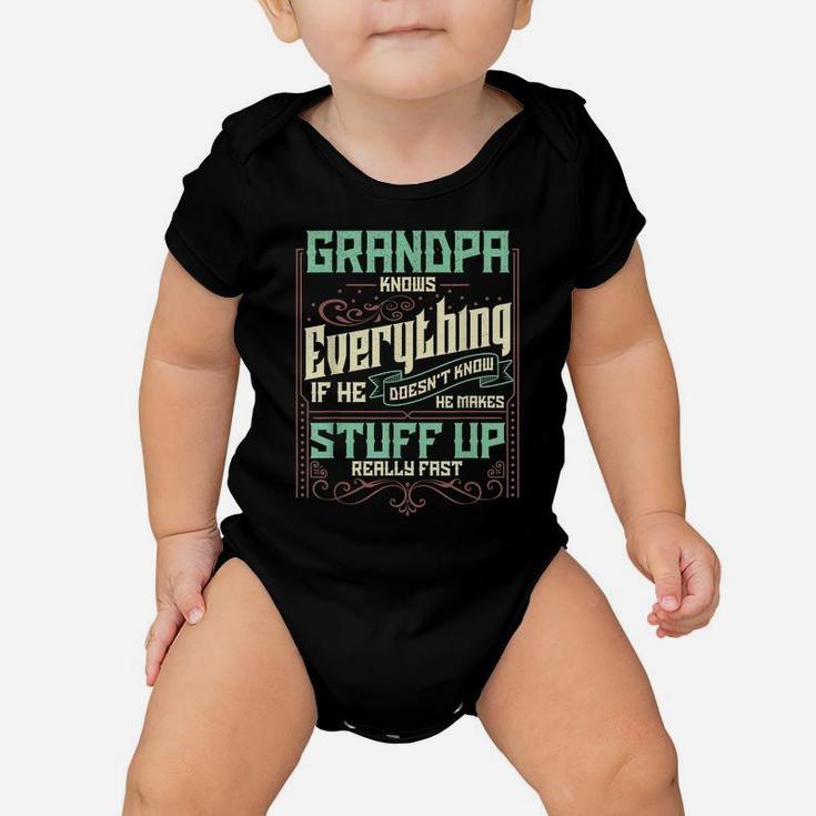 Mens Grandpa Knows Everything Funny Grandpa Christmas Gifts Baby Onesie
