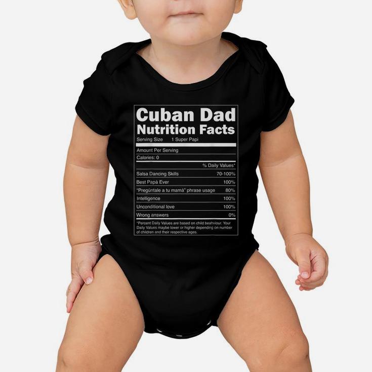 Mens Regalo Para Papa - Nutrition Facts Funny Cuban Dad Shirt Baby Onesie