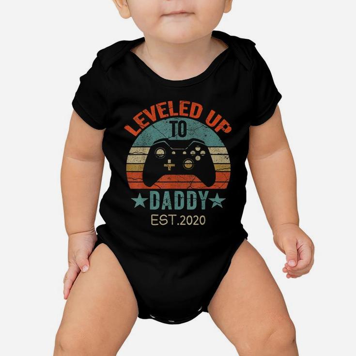 Promoted To Daddy Est2020 Vintage Men Leveled Up To Daddy Baby Onesie