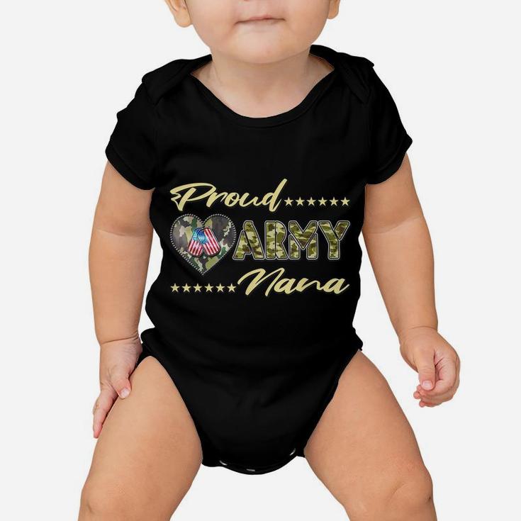 Proud Army Nana Us Flag Dog Tag Military Grandma Family Gift Baby Onesie