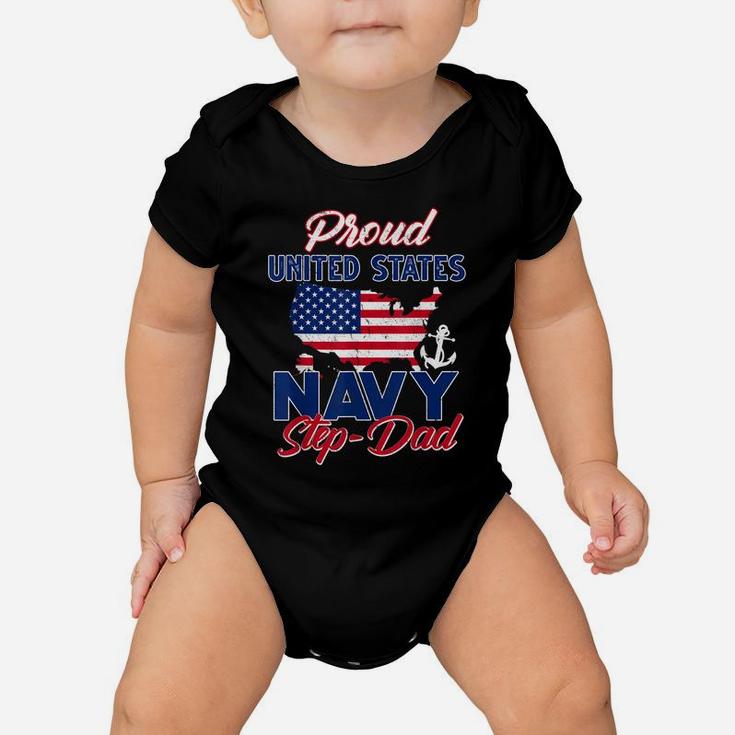 Proud Navy Step-Dad Us Flag Family S Army Military Baby Onesie