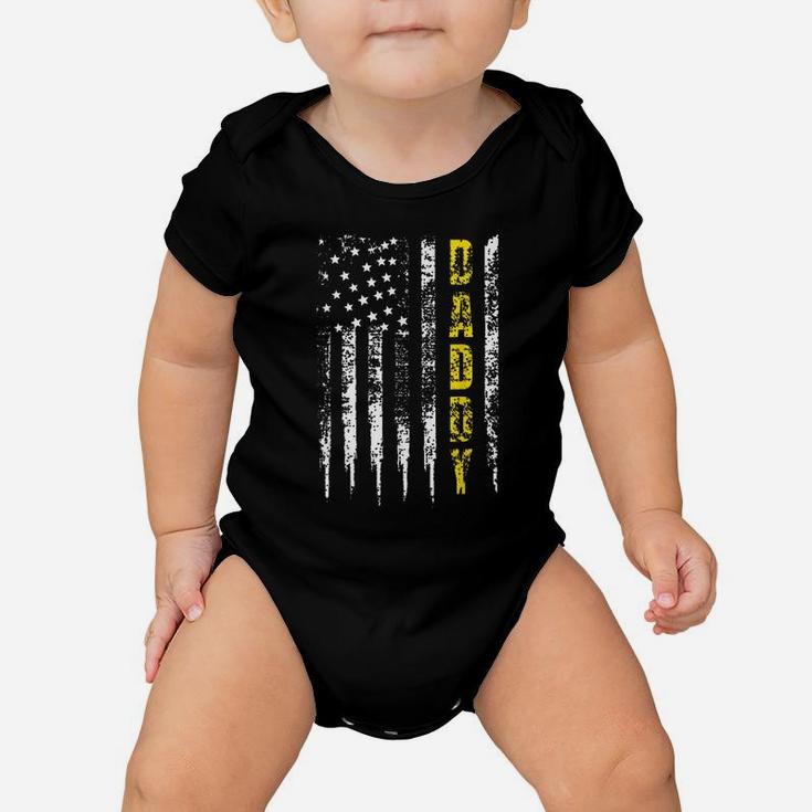 Tow Truck Driver Yellow Line Daddy Us Flag Distressed Gift Baby Onesie
