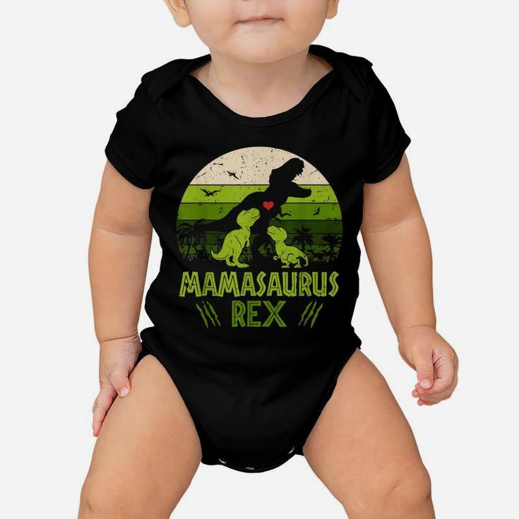 Vintage Retro 2 Kids Mamasaurus Dinosaur Lover Gift Baby Onesie