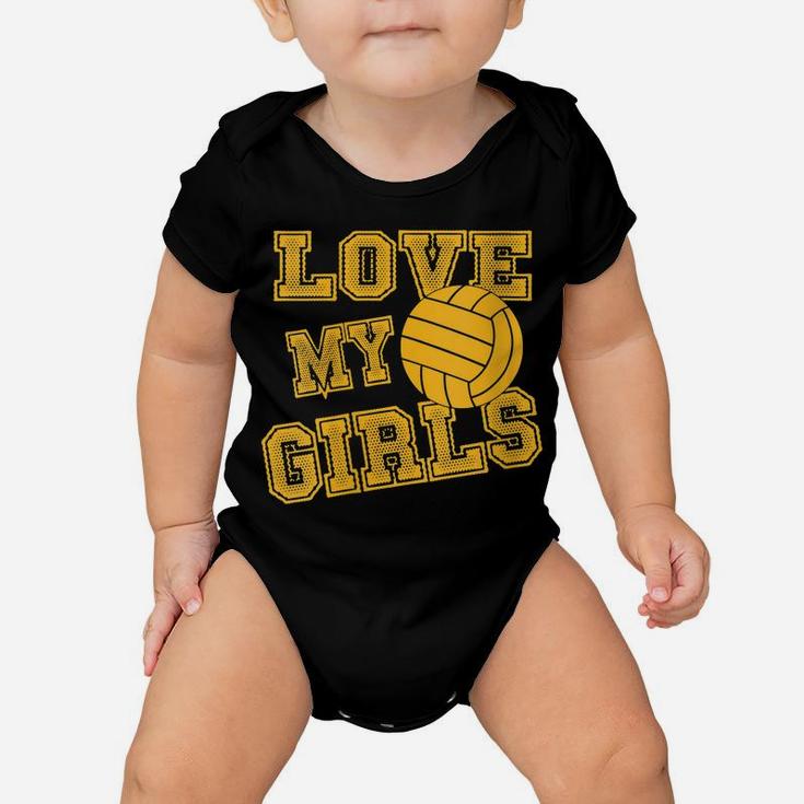 Womens Love My Girls Volleyball Shirt For Moms-Cute Volleyball Mom Baby Onesie