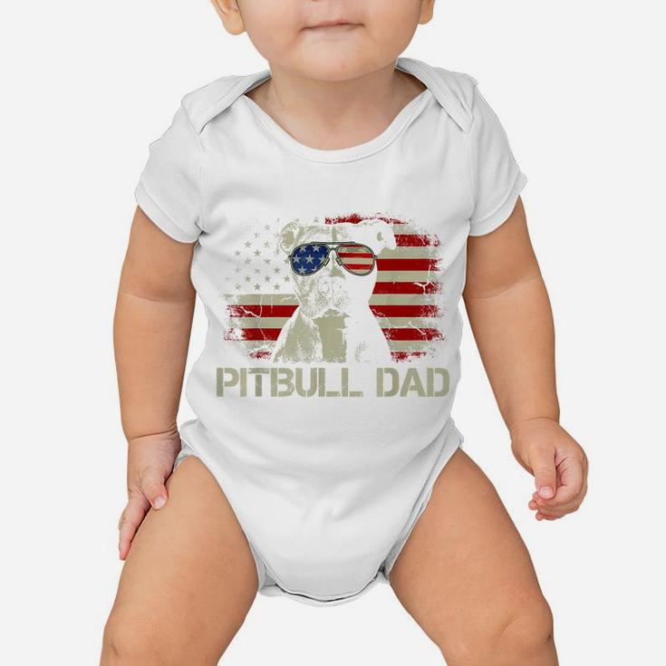 Mens Best Pitbull Dad Ever Shirt American Flag 4Th Of July Gift Baby Onesie