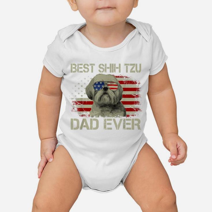 Mens Best Shih Tzu Dad Ever Tshirt Dog Lover American Flag Gift Baby Onesie