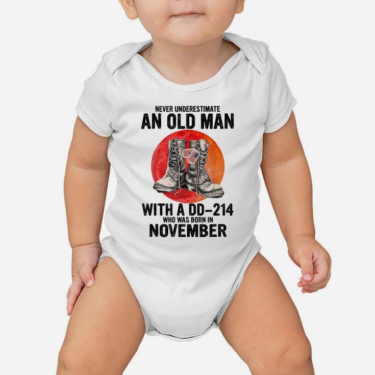 Mens Dad Grandpa Dd214 Born In November Veteran Old Man Birthday Baby Onesie